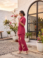 Zara Red Cotton Co-ord Set