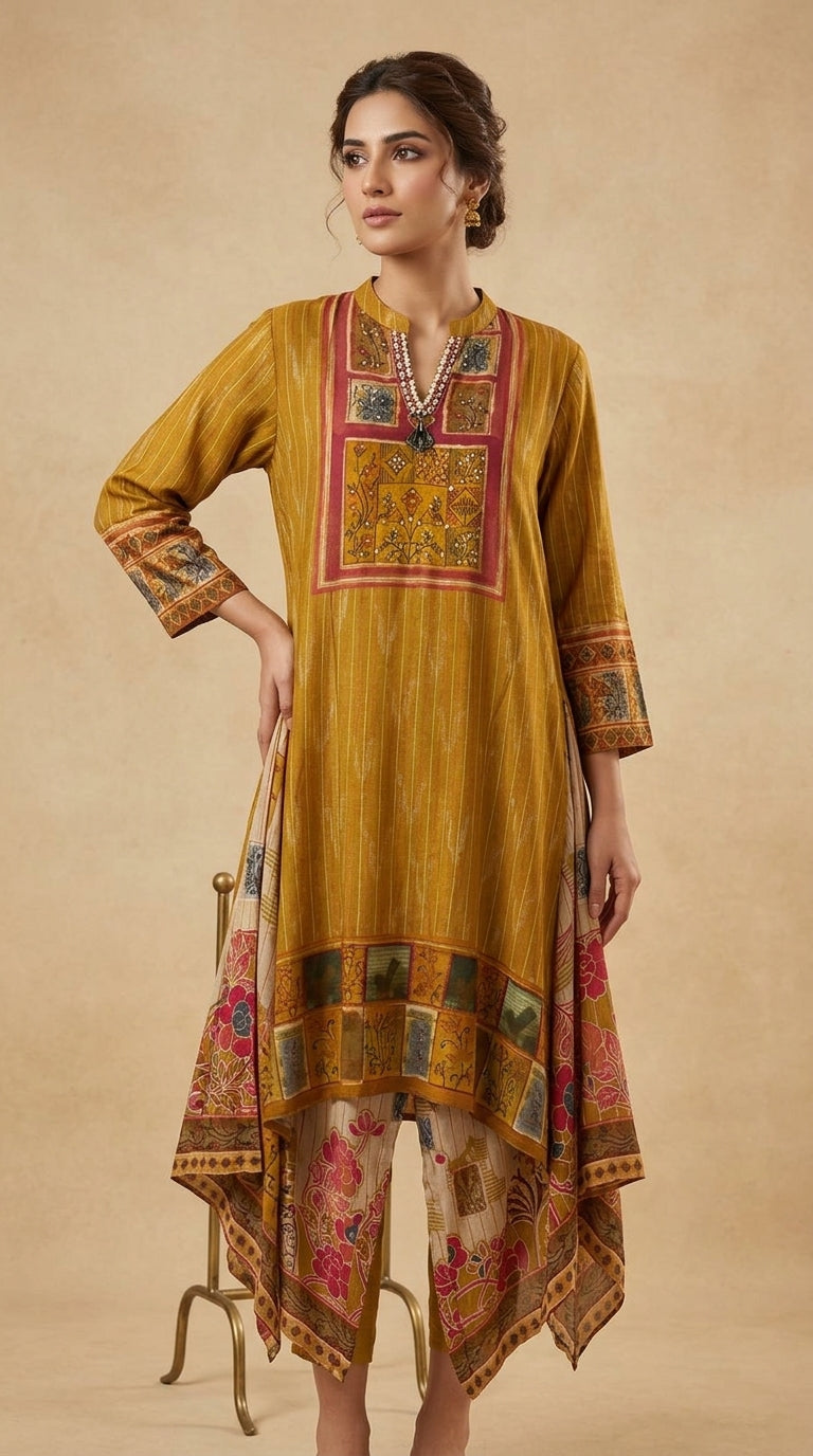 Gulnaar Printed Maslin Suit Set