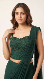 Meher Wine Shimmer Drape Saree with Corset Blouse