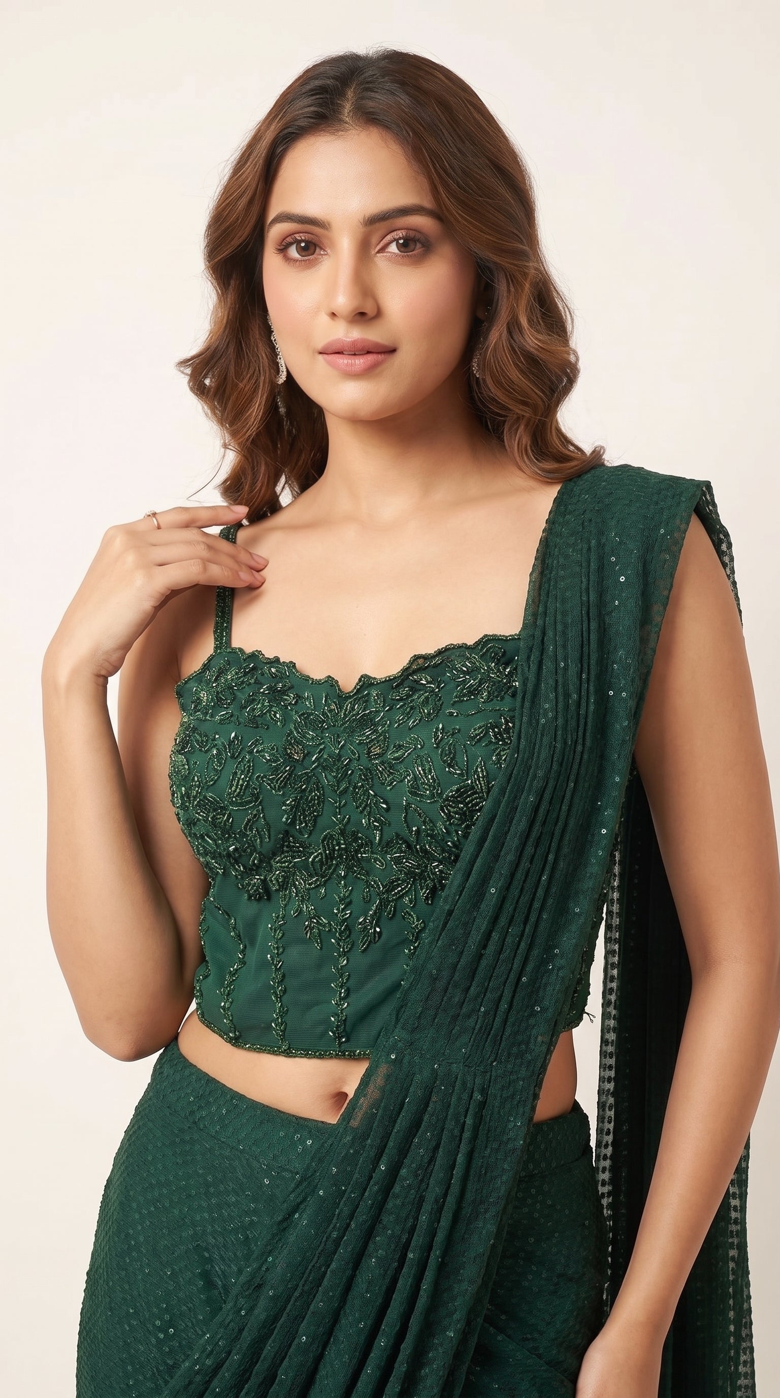 Meher Wine Shimmer Drape Saree with Corset Blouse