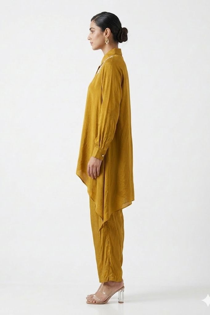 Golden Drape Satin Co-ord Set