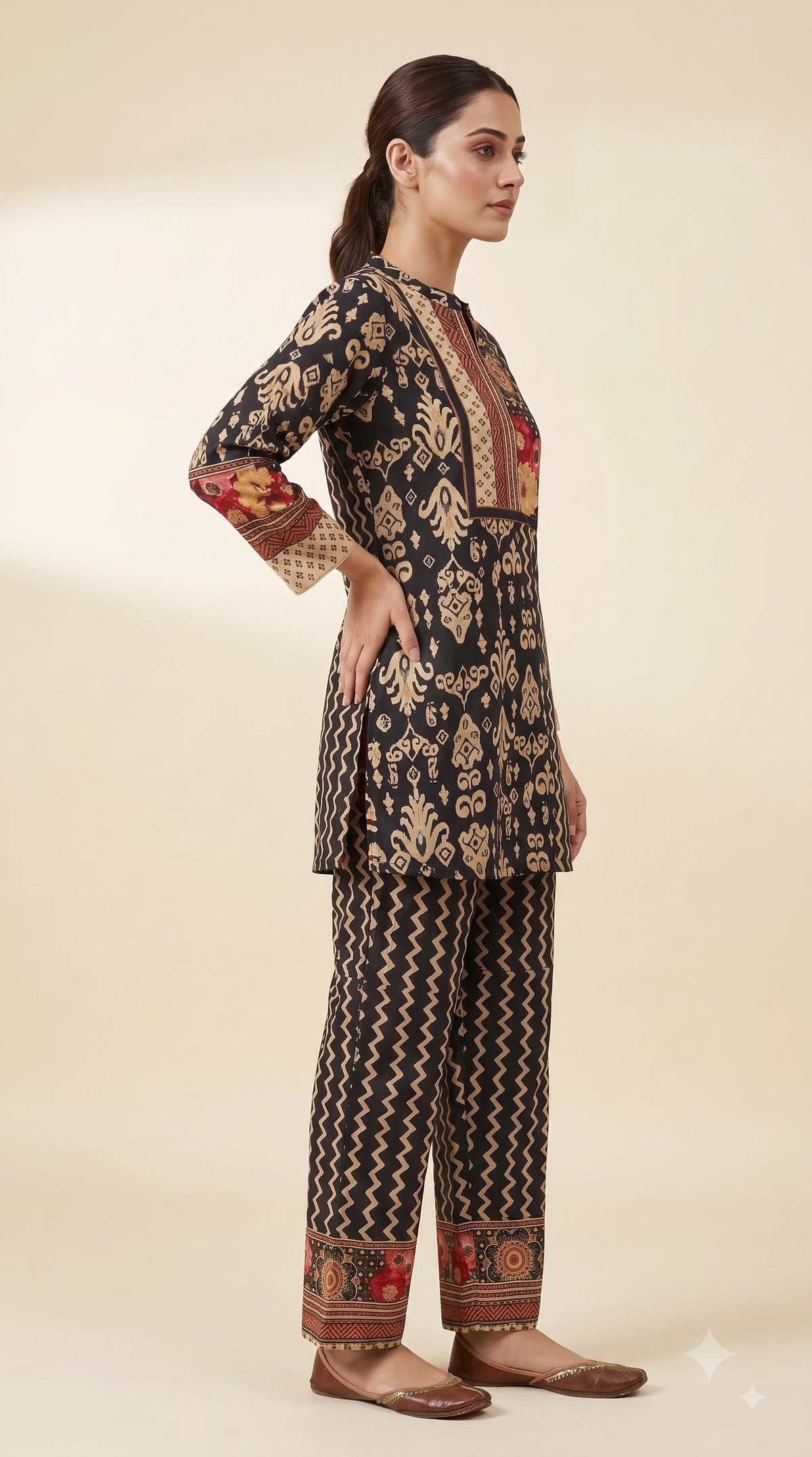 Meera Black Printed Crepe Co-ord Set