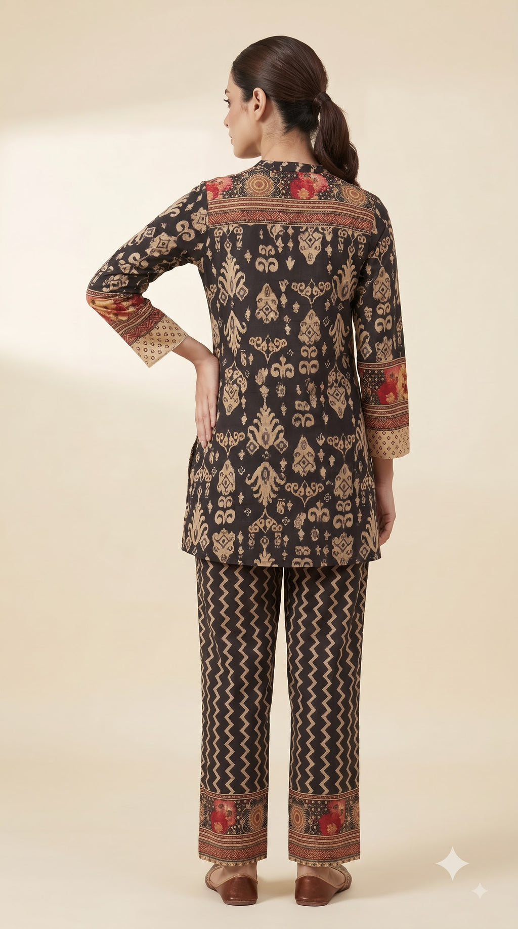 Meera Black Printed Crepe Co-ord Set