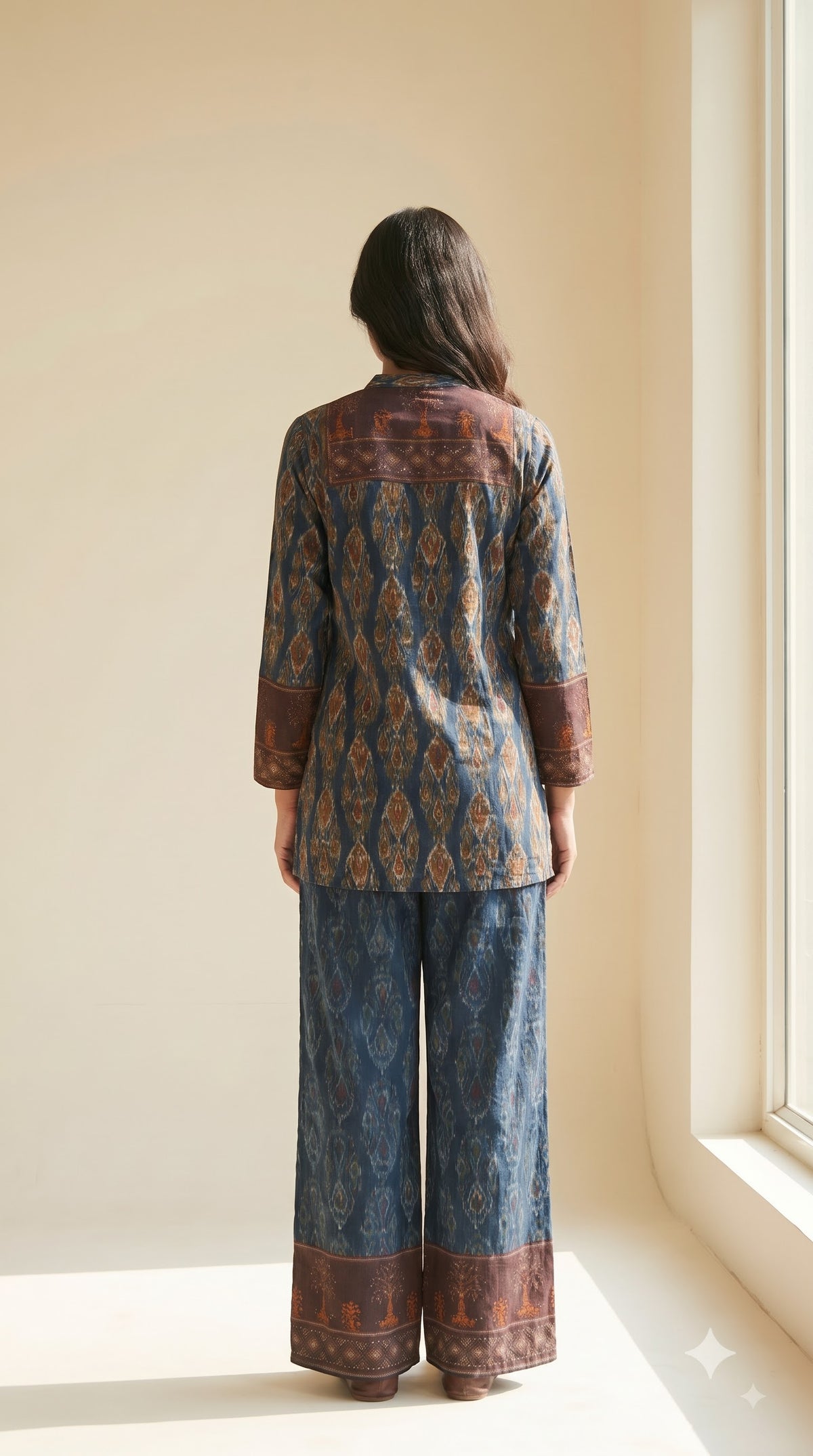 Gauri Teal Blue Printed Crepe Co-ord Set