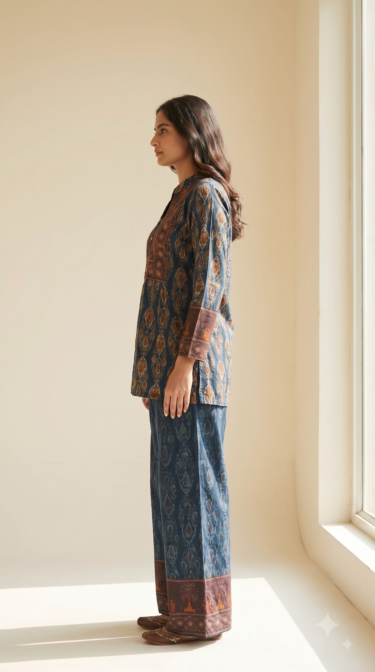 Gauri Teal Blue Printed Crepe Co-ord Set