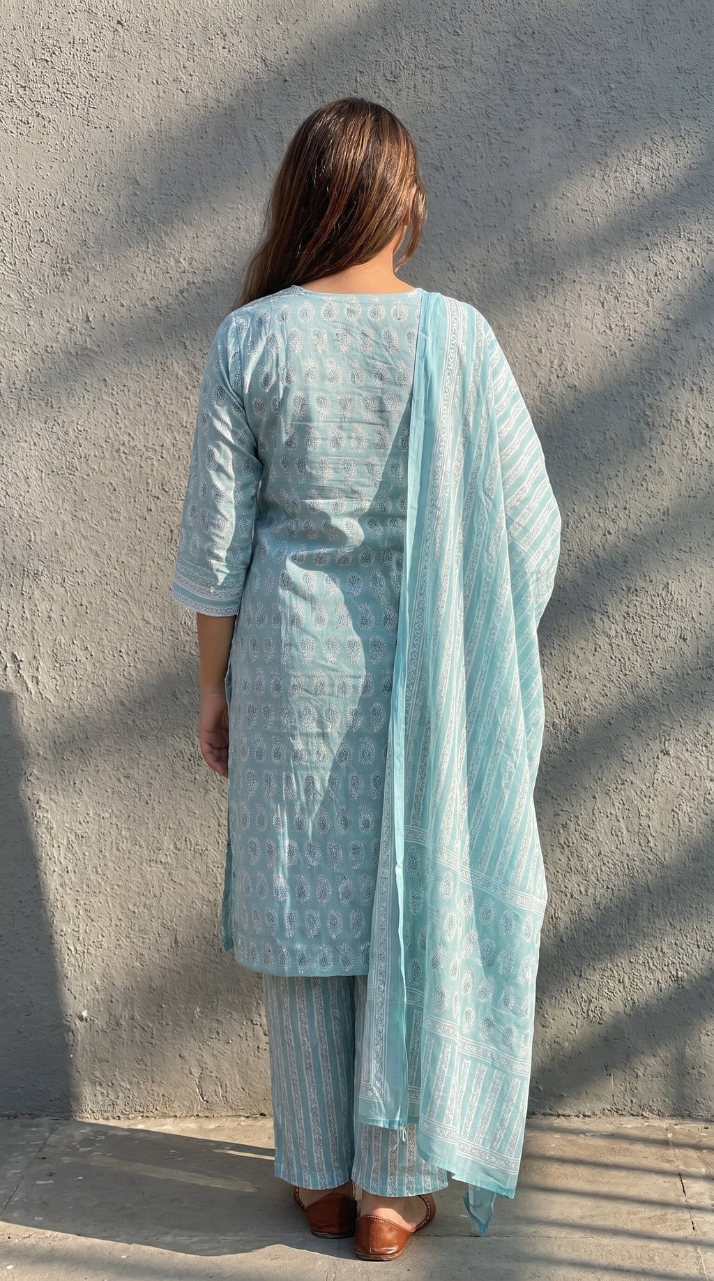 Firdaus Aqua Cotton Straight Kurta Set