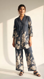 Blue Botanical Cotton Co-ord Set
