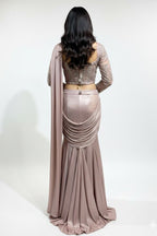 Peach Crop-Top Corset Party Lehenga Set