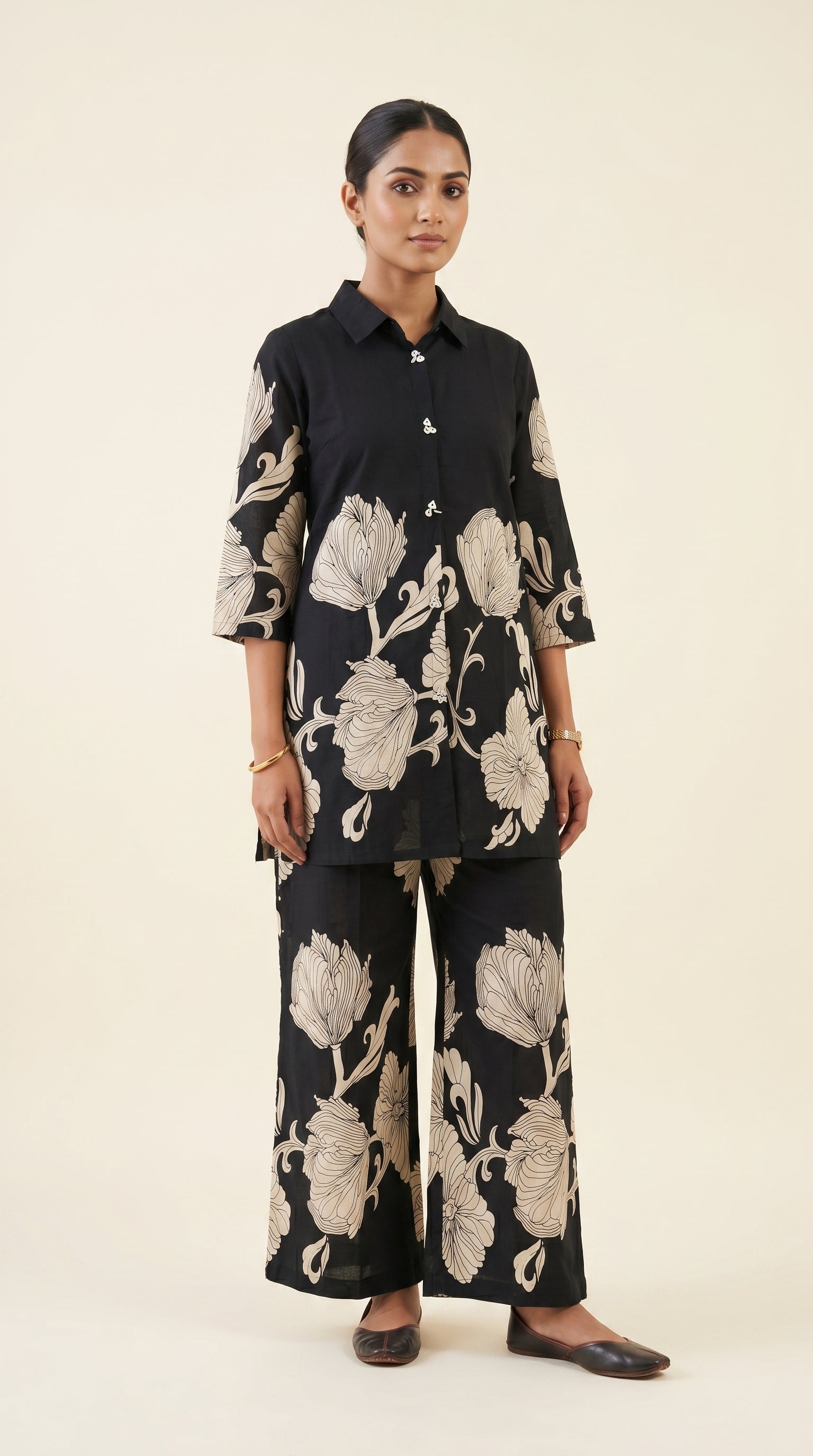 Nooré Black Floral Printed Co-ord Set