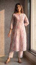 Mehrunisa Blush Cotton A-Line Kurta Set