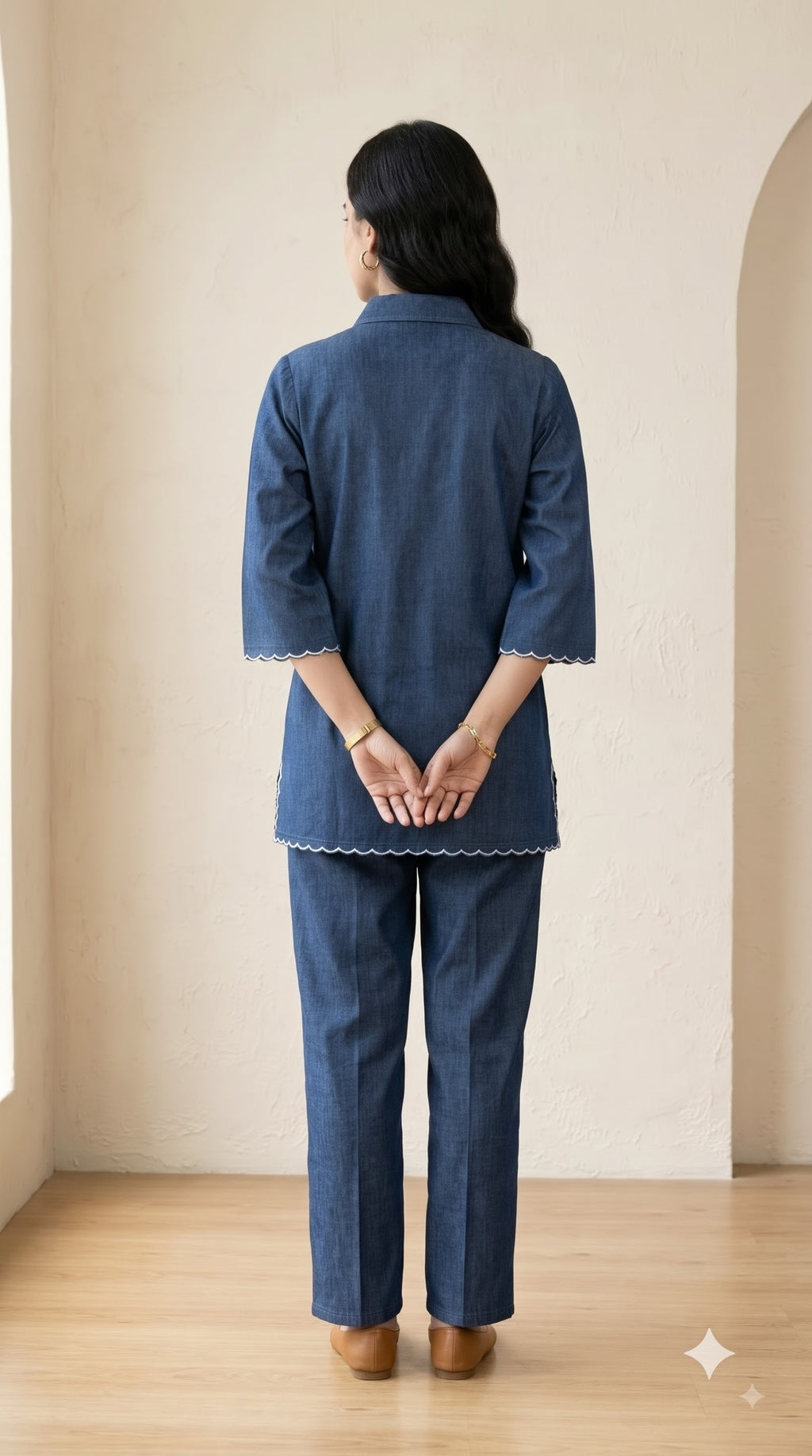 Zoya Indigo Blue Cotton Embroidered Co-ord Set