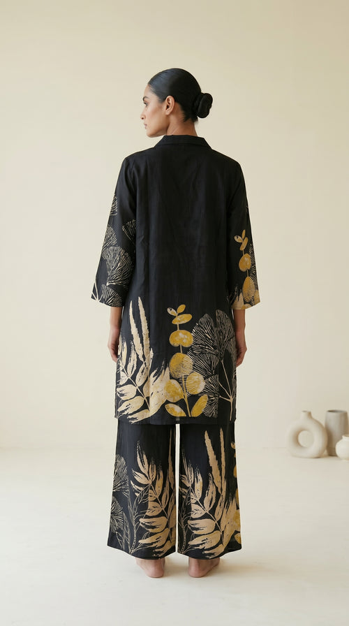 Black Botanical Satin Co-ord Set