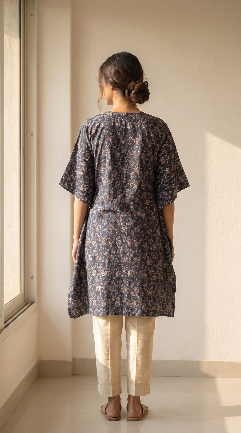 Elira Navy Floral Kaftan Kurta Set