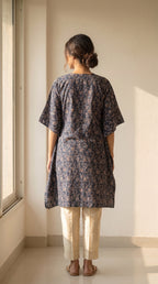 Elira Navy Floral Kaftan Kurta Set