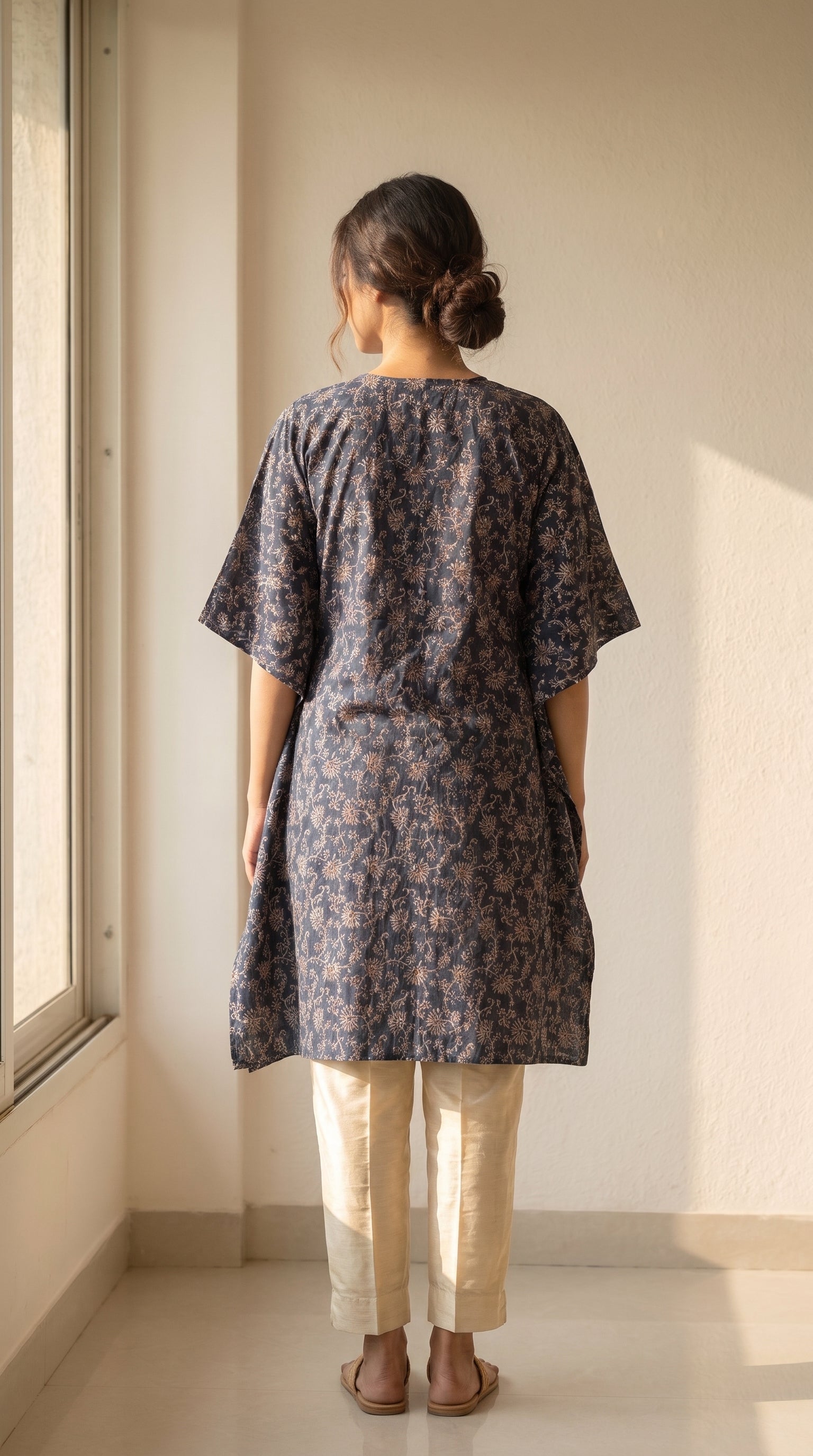Elira Navy Floral Kaftan Kurta Set