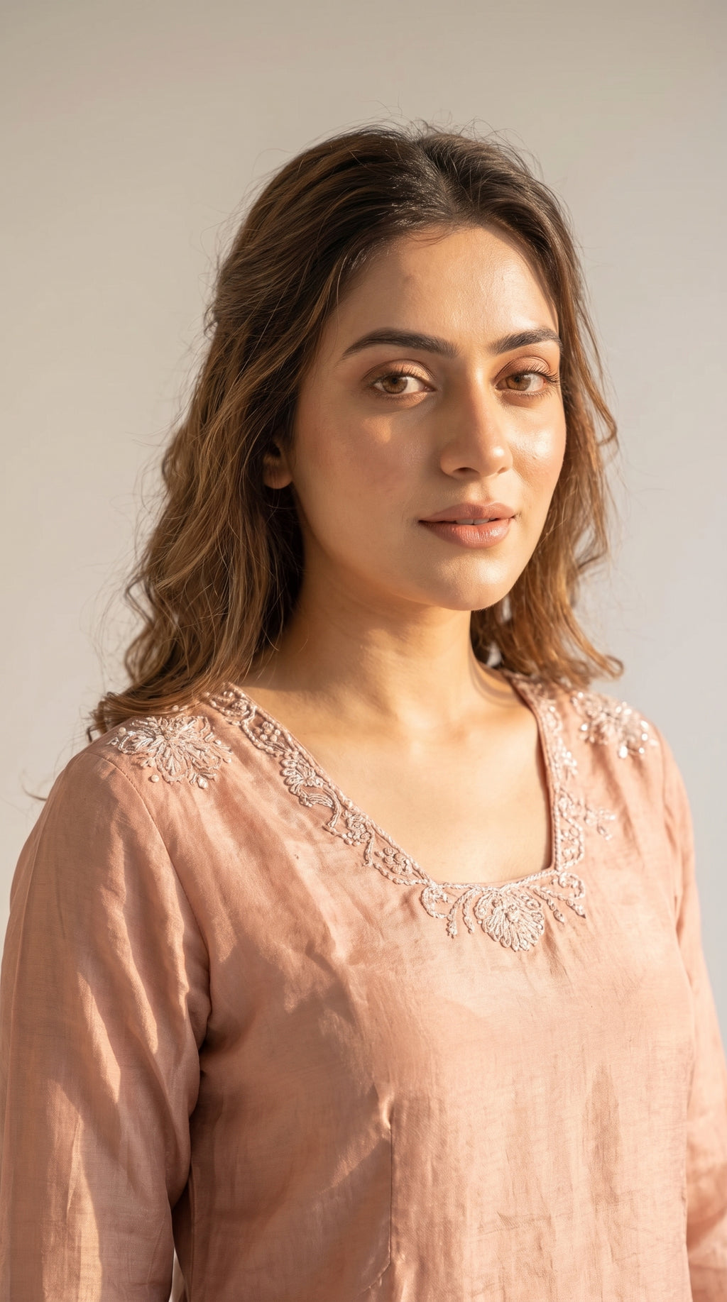 Zariya Blush Pink Chanderi Kurta Palazzo Set
