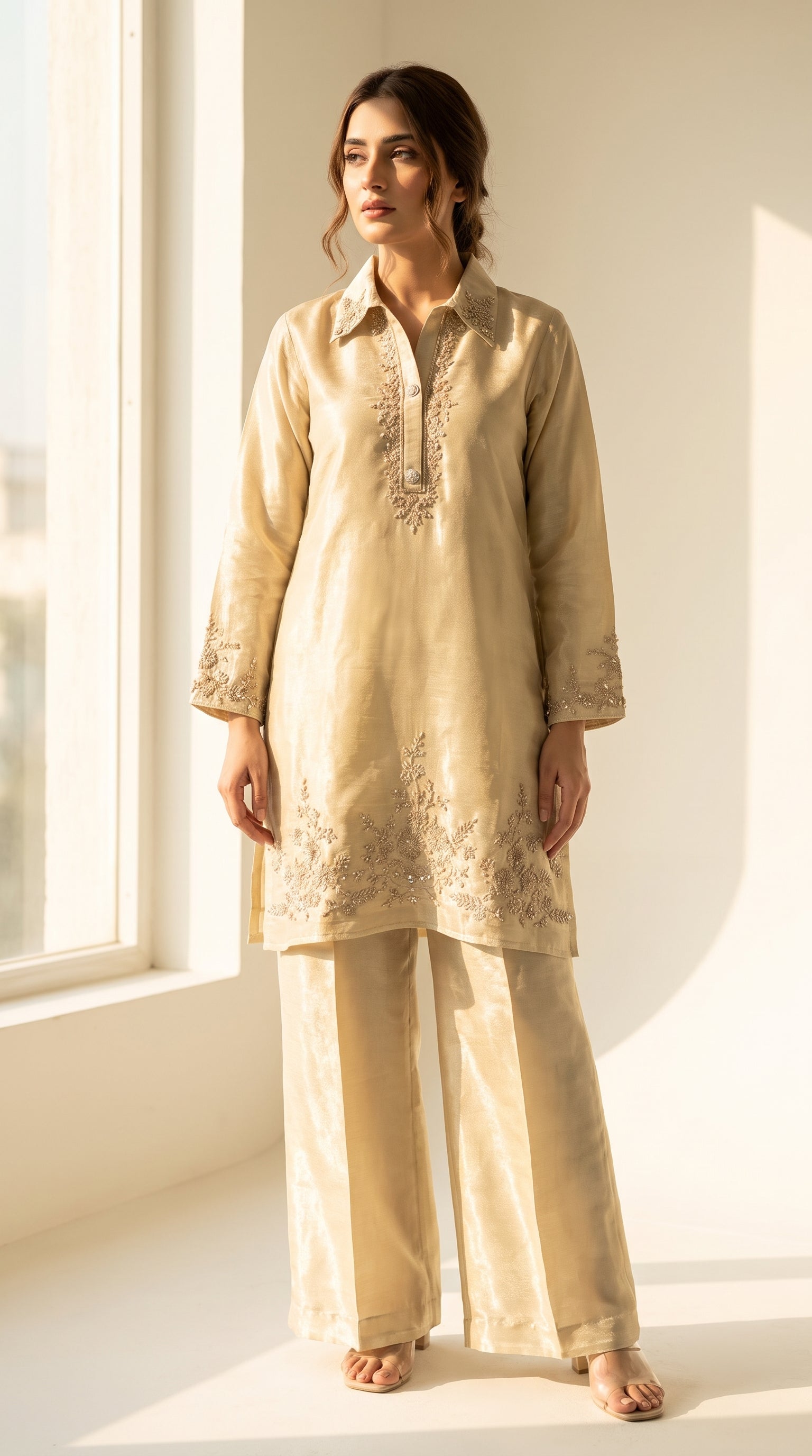 Afreen Golden Tissue Co-ord Set